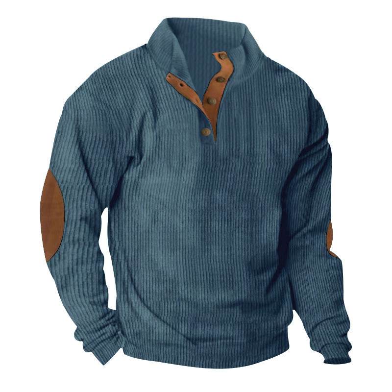 Corduroy Casual Stand Collar Long-sleeved Sweater men - www.Shopthatapp.com #