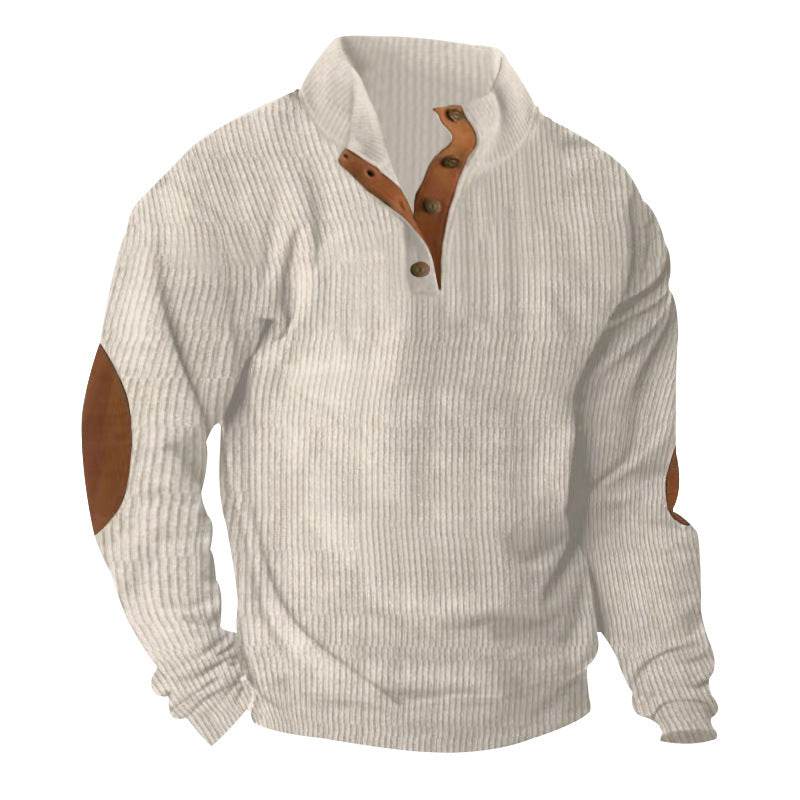 Corduroy Casual Stand Collar Long-sleeved Sweater men - www.Shopthatapp.com #