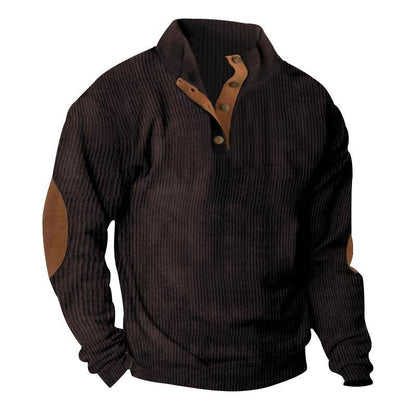 Corduroy Casual Stand Collar Long-sleeved Sweater men - www.Shopthatapp.com #