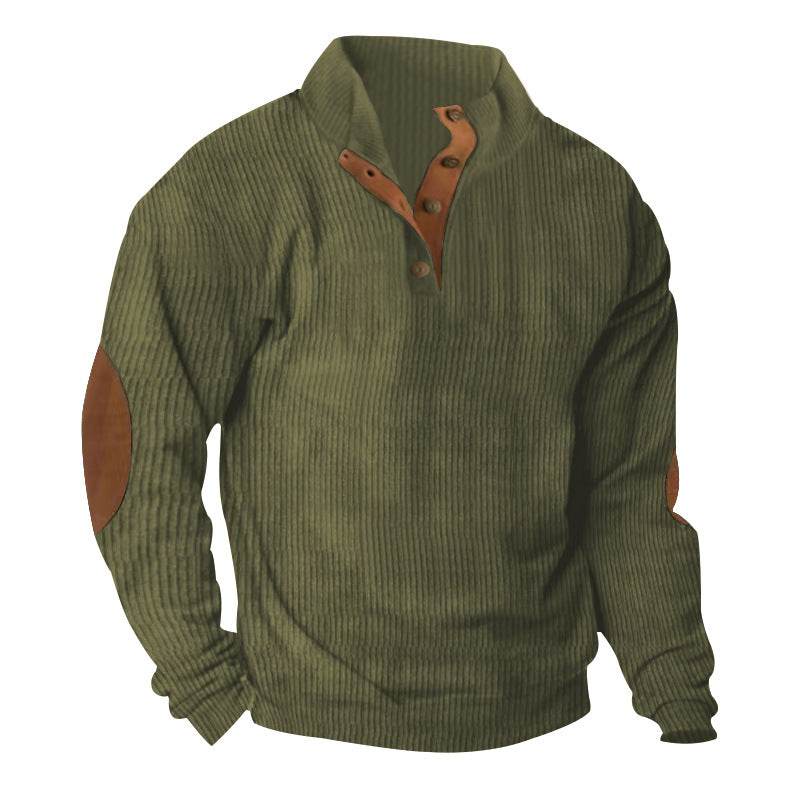 Corduroy Casual Stand Collar Long-sleeved Sweater men - www.Shopthatapp.com #