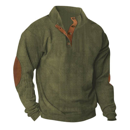 Corduroy Casual Stand Collar Long-sleeved Sweater men - www.Shopthatapp.com #