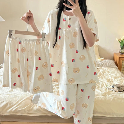 Cotton Three-piece Pajamas For Women Spring And Summer - www.Shopthatapp.com