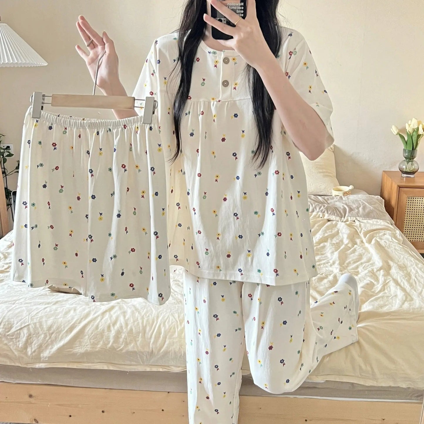 Cotton Three-piece Pajamas For Women Spring And Summer - www.Shopthatapp.com