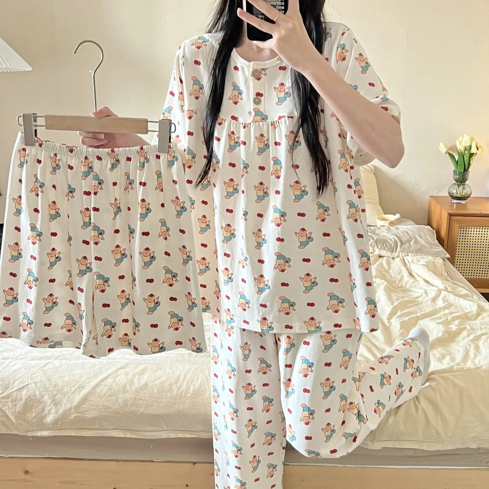 Cotton Three-piece Pajamas For Women Spring And Summer - www.Shopthatapp.com