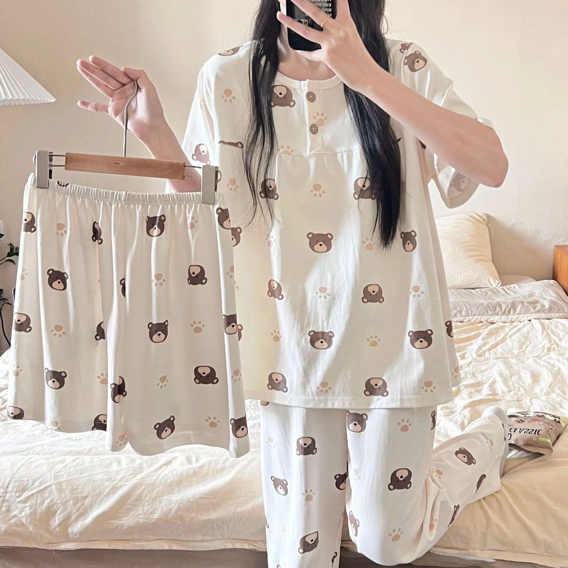 Cotton Three-piece Pajamas For Women Spring And Summer - www.Shopthatapp.com