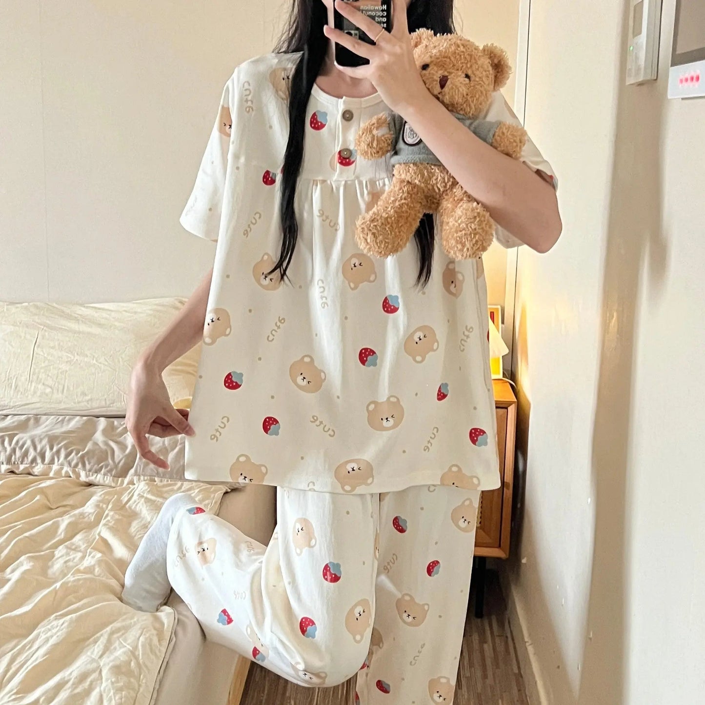 Cotton Three-piece Pajamas For Women Spring And Summer - www.Shopthatapp.com #
