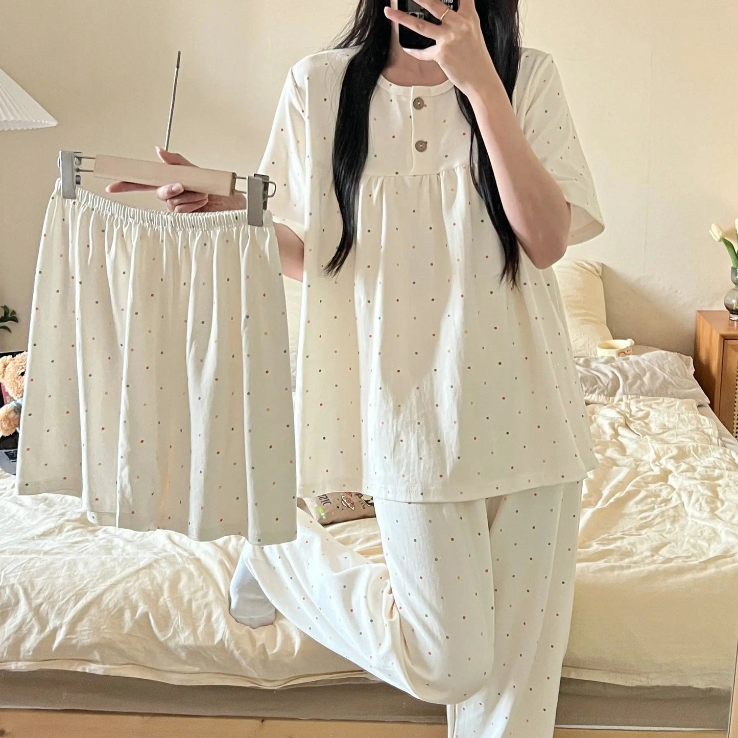 Cotton Three-piece Pajamas For Women Spring And Summer - www.Shopthatapp.com #