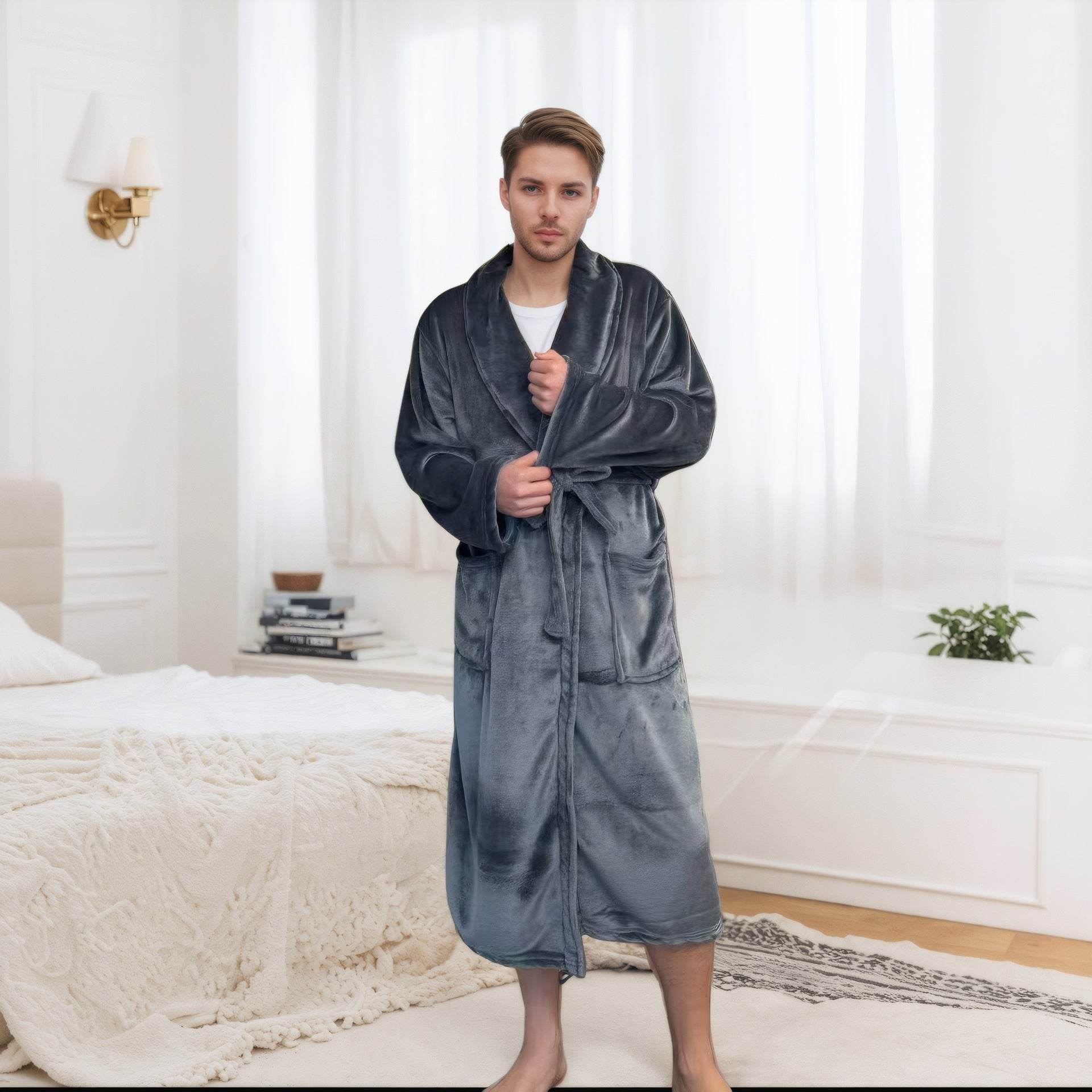Couple Bathrobe Long Pajamas Homewear - www.Shopthatapp.com