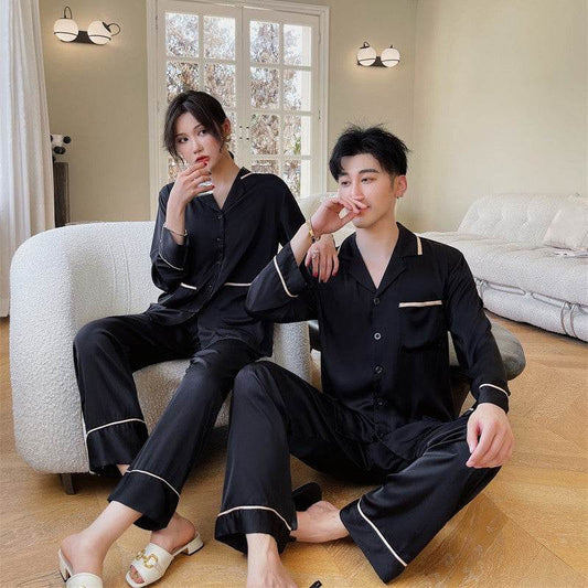 Couple Pajamas Lapel Cardigan Long Sleeves - www.Shopthatapp.com