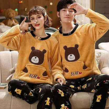 Couples Warm And Velvet Thickened Flannel Home Service Pajamas Set - www.Shopthatapp.com