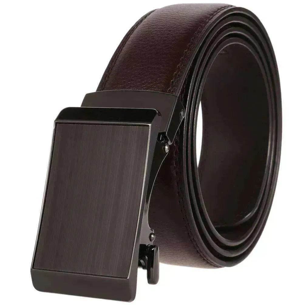 Cowhide Alloy Belt Automatic Buckle Business Casual Belt Men's Pant Belt - www.Shopthatapp.com