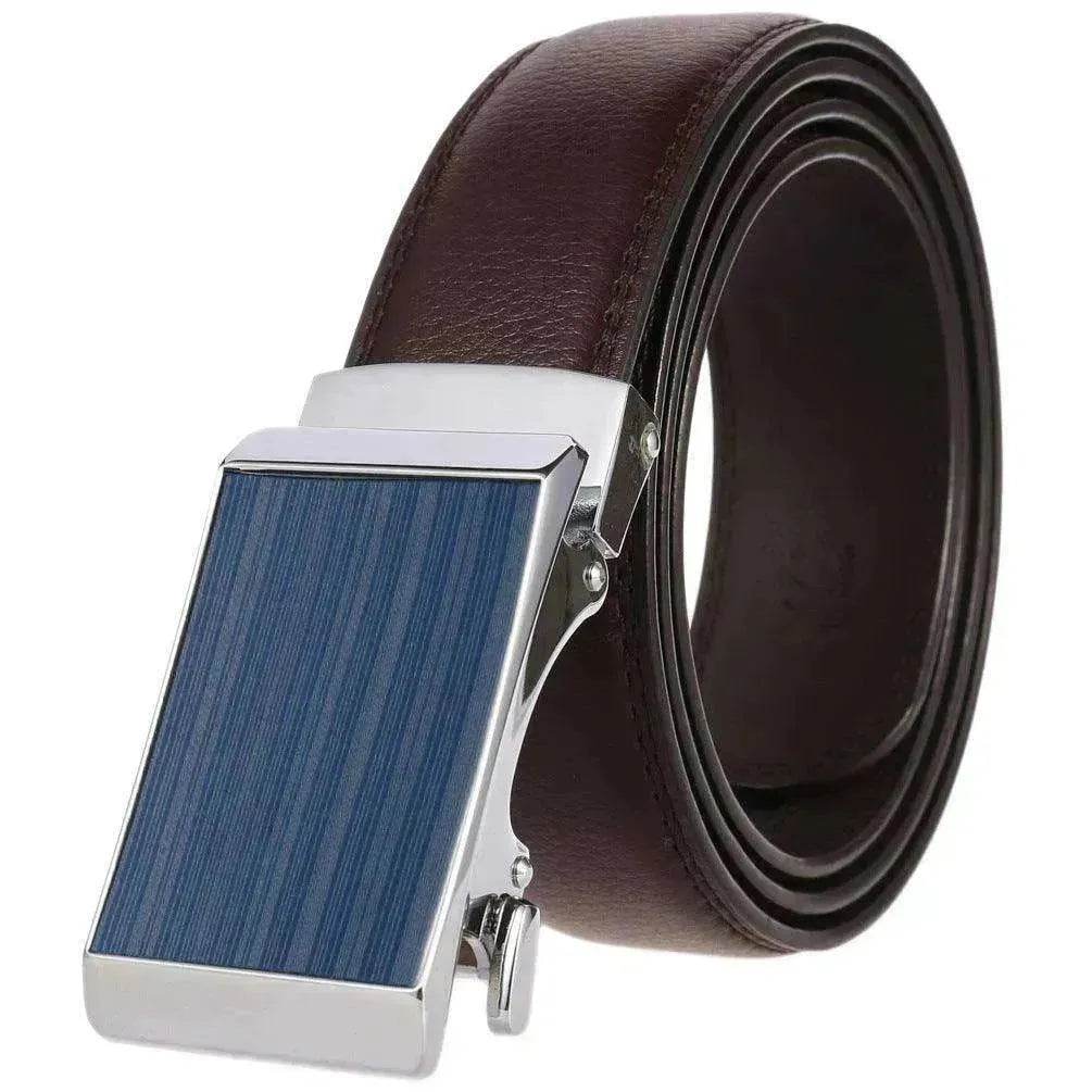 Cowhide Alloy Belt Automatic Buckle Business Casual Belt Men's Pant Belt - www.Shopthatapp.com