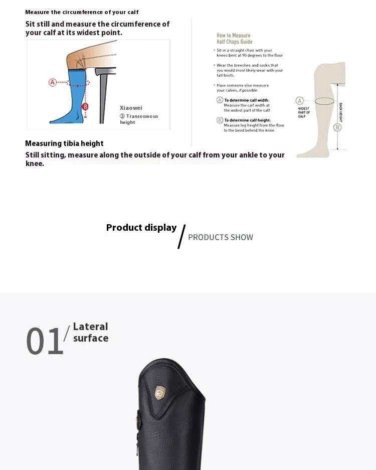 Cowhide Equestrian Chaps High Quality Thick Cowhide Double Zipper Riding Leg Guard Boots - www.Shopthatapp.com