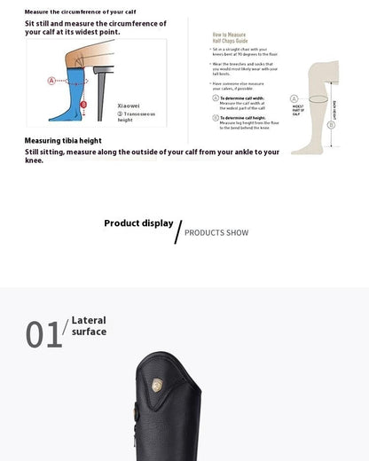 Cowhide Equestrian Chaps High Quality Thick Cowhide Double Zipper Riding Leg Guard Boots - www.Shopthatapp.com