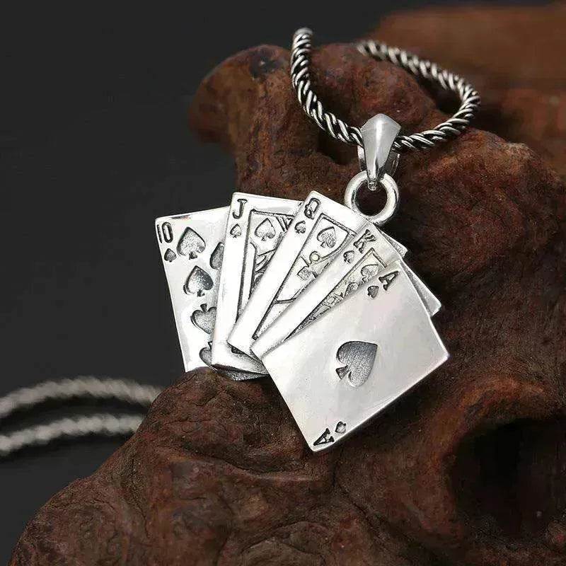 Creative Flush Poker S925 Sterling Silver Pendant - www.Shopthatapp.com