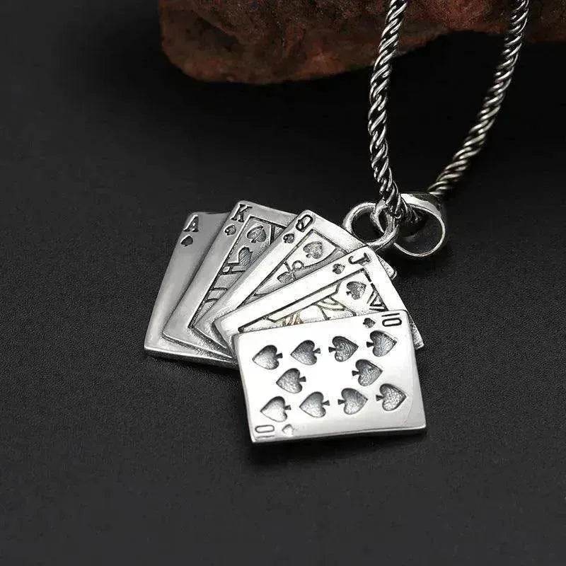 Creative Flush Poker S925 Sterling Silver Pendant - www.Shopthatapp.com