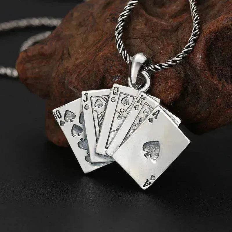 Creative Flush Poker S925 Sterling Silver Pendant - www.Shopthatapp.com