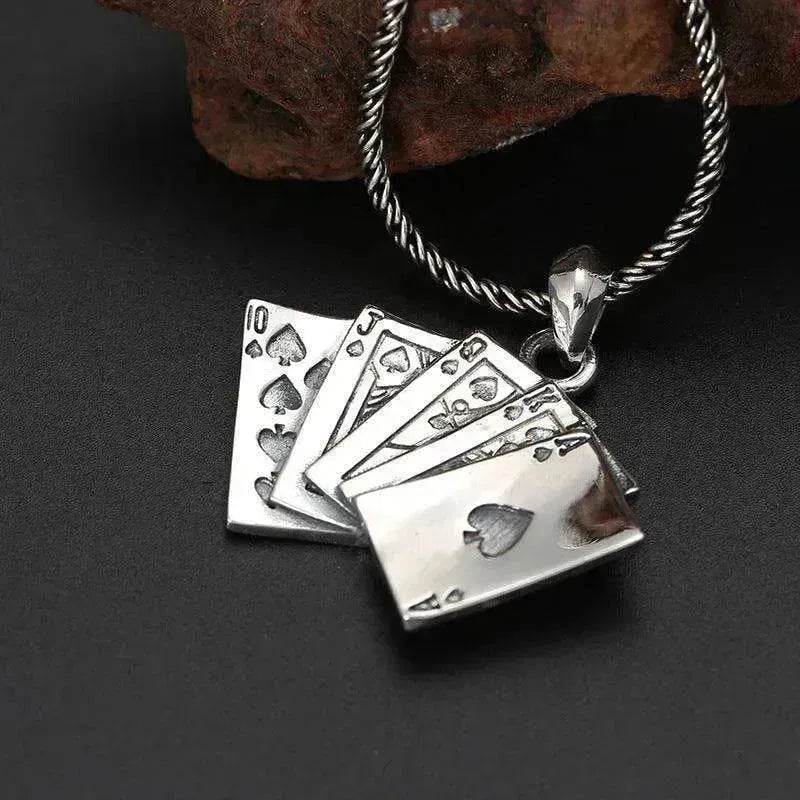 Creative Flush Poker S925 Sterling Silver Pendant - www.Shopthatapp.com
