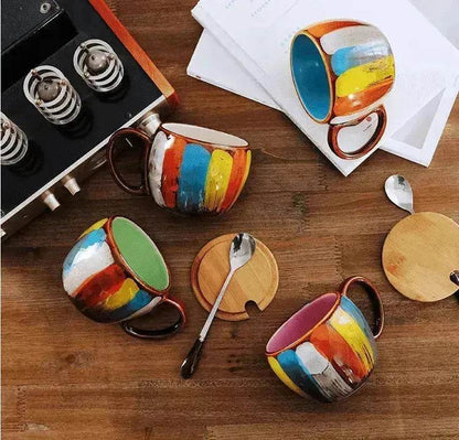 Creative Handmade European Style Ceramic Couples Mug with Lid Soon - www.Shopthatapp.com