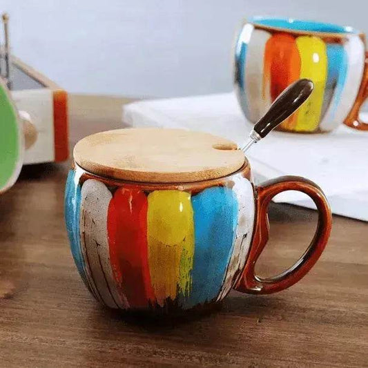 Creative Handmade European Style Ceramic Couples Mug with Lid Soon - www.Shopthatapp.com