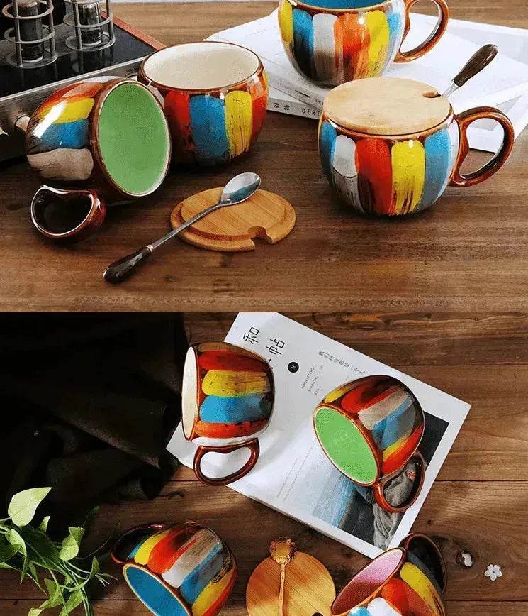 Creative Handmade European Style Ceramic Couples Mug with Lid Soon - www.Shopthatapp.com