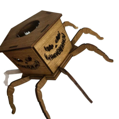 Cross-border New Ghost Halloween Spider Mini Lantern Candlestick Decorations Interesting Ornaments Wooden Craftwork - www.Shopthatapp.com #