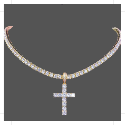 Cross Tennis Chain - Gold - Www.Shopthatapp.com