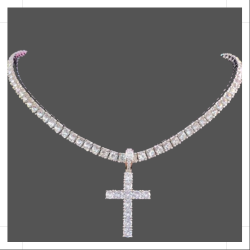 Cross Tennis Chain - Silver - Www.Shopthatapp.com