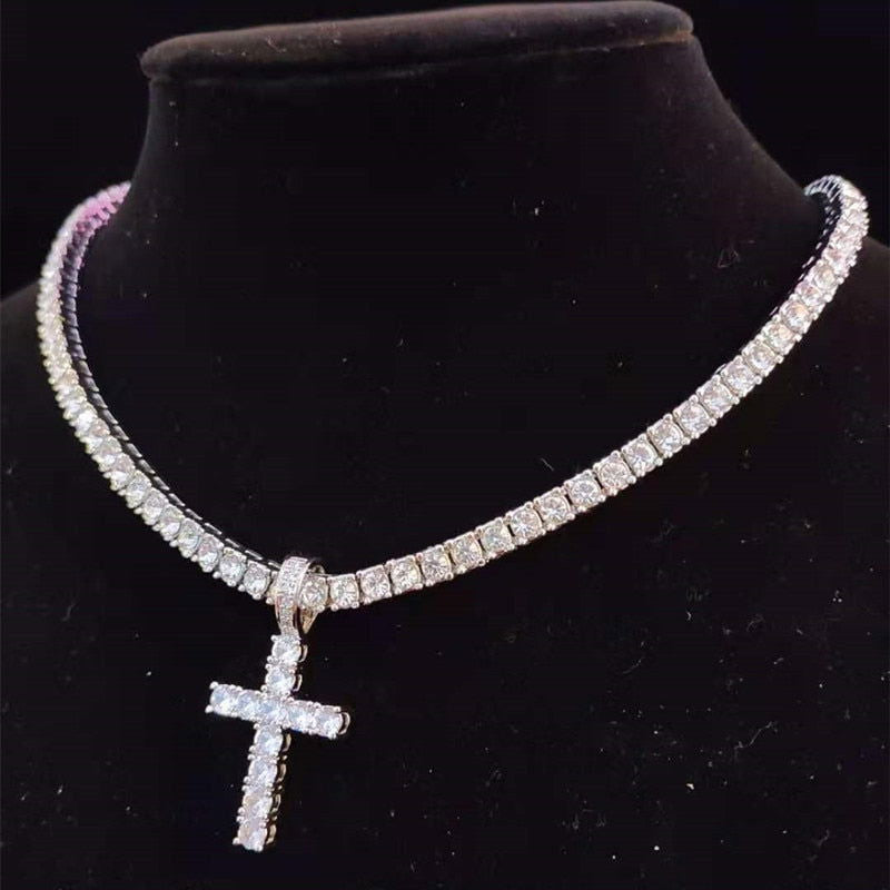Cross Tennis Chain - Silver-Jewellery-www.Shopthatapp.com-Lost and Found Jewelers