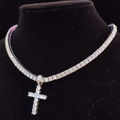 Cross Tennis Chain - Silver-Jewellery-www.Shopthatapp.com-Lost and Found Jewelers