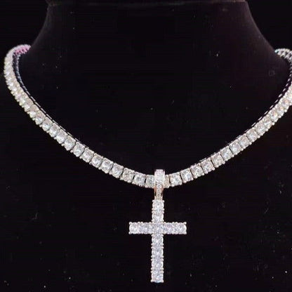 Cross Tennis Chain - Silver-Jewellery-www.Shopthatapp.com-Lost and Found Jewelers