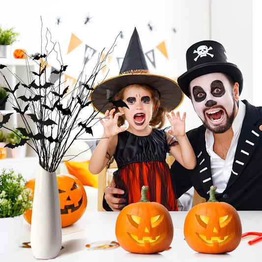 Curly Willow Branches 29.5 Inch Artificial Bendable Stems Black Branches With 36Pcs Halloween Bat Stickers For Halloween Wreath Home Party Decorations--Cannot Be Listed On Amazon Platform - www.Shopthatapp.com