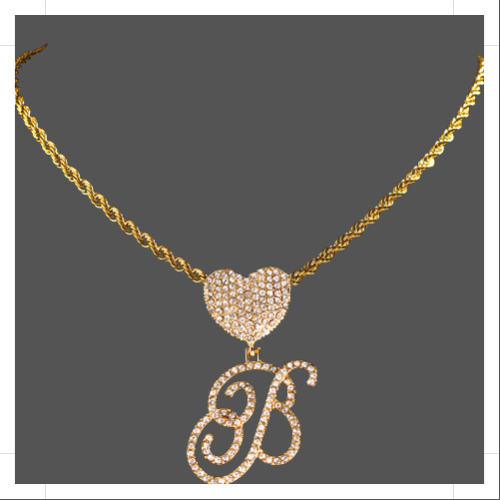 Cursive Letter Pendant Rope Chain - Gold - Www.Shopthatapp.com