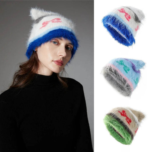 Cute Cat Ears Knitted Hat Earflaps Slipover Woolen Cap Beanies - www.Shopthatapp.com #