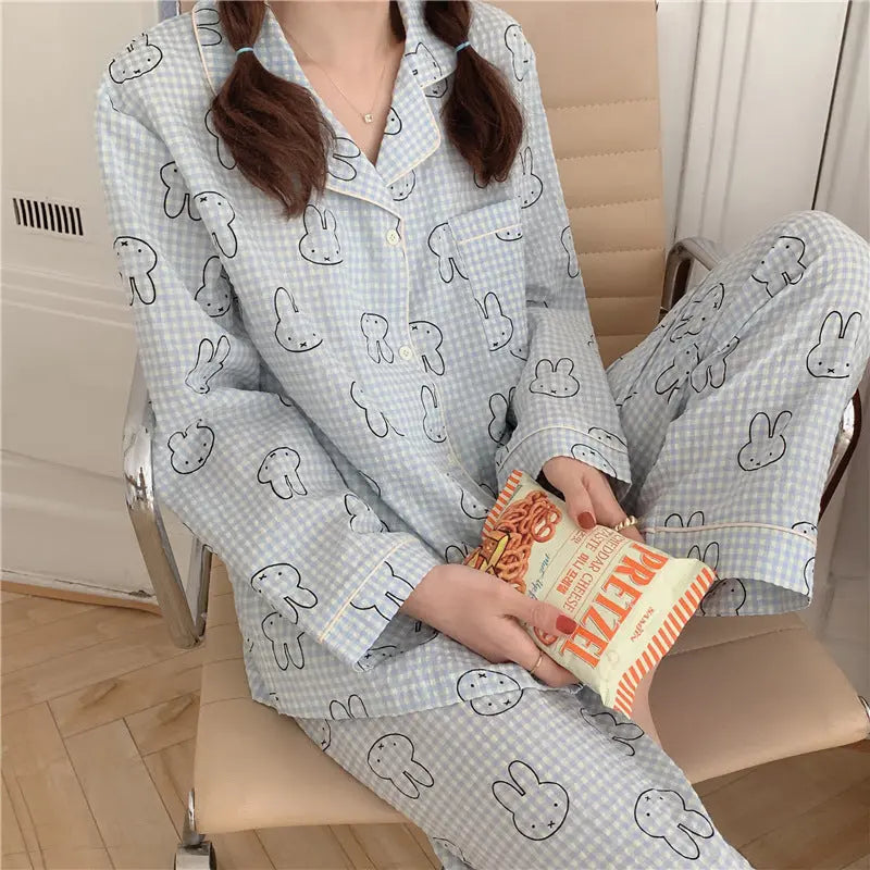Cute Rabbit Pajamas For Women Sweet Long Sleeve Cardigan Suit - www.Shopthatapp.com
