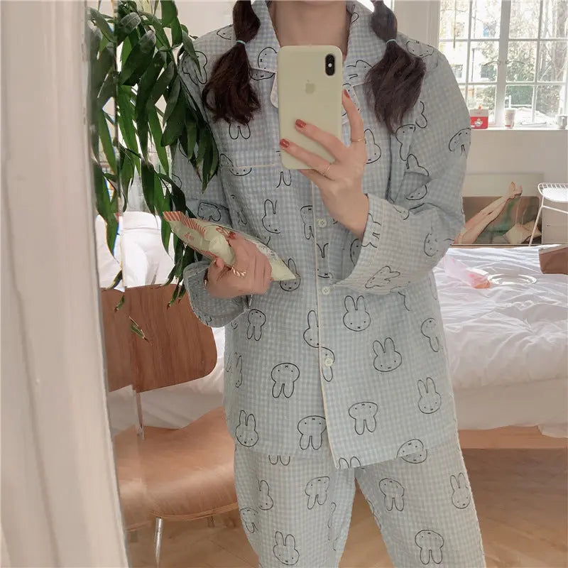 Cute Rabbit Pajamas For Women Sweet Long Sleeve Cardigan Suit - www.Shopthatapp.com