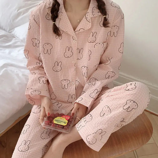 Cute Rabbit Pajamas For Women Sweet Long Sleeve Cardigan Suit - www.Shopthatapp.com #