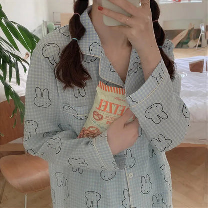 Cute Rabbit Pajamas For Women Sweet Long Sleeve Cardigan Suit - www.Shopthatapp.com #