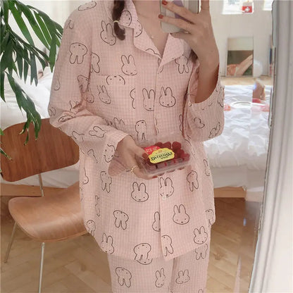 Cute Rabbit Pajamas For Women Sweet Long Sleeve Cardigan Suit - www.Shopthatapp.com #