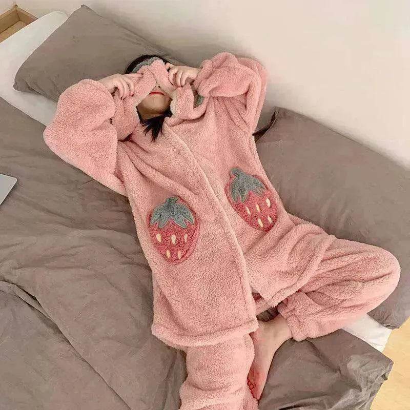Cute padded flannel hooded pajamas - www.Shopthatapp.com #