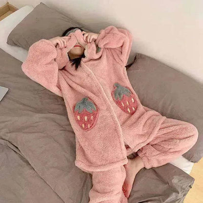 Cute padded flannel hooded pajamas - www.Shopthatapp.com #