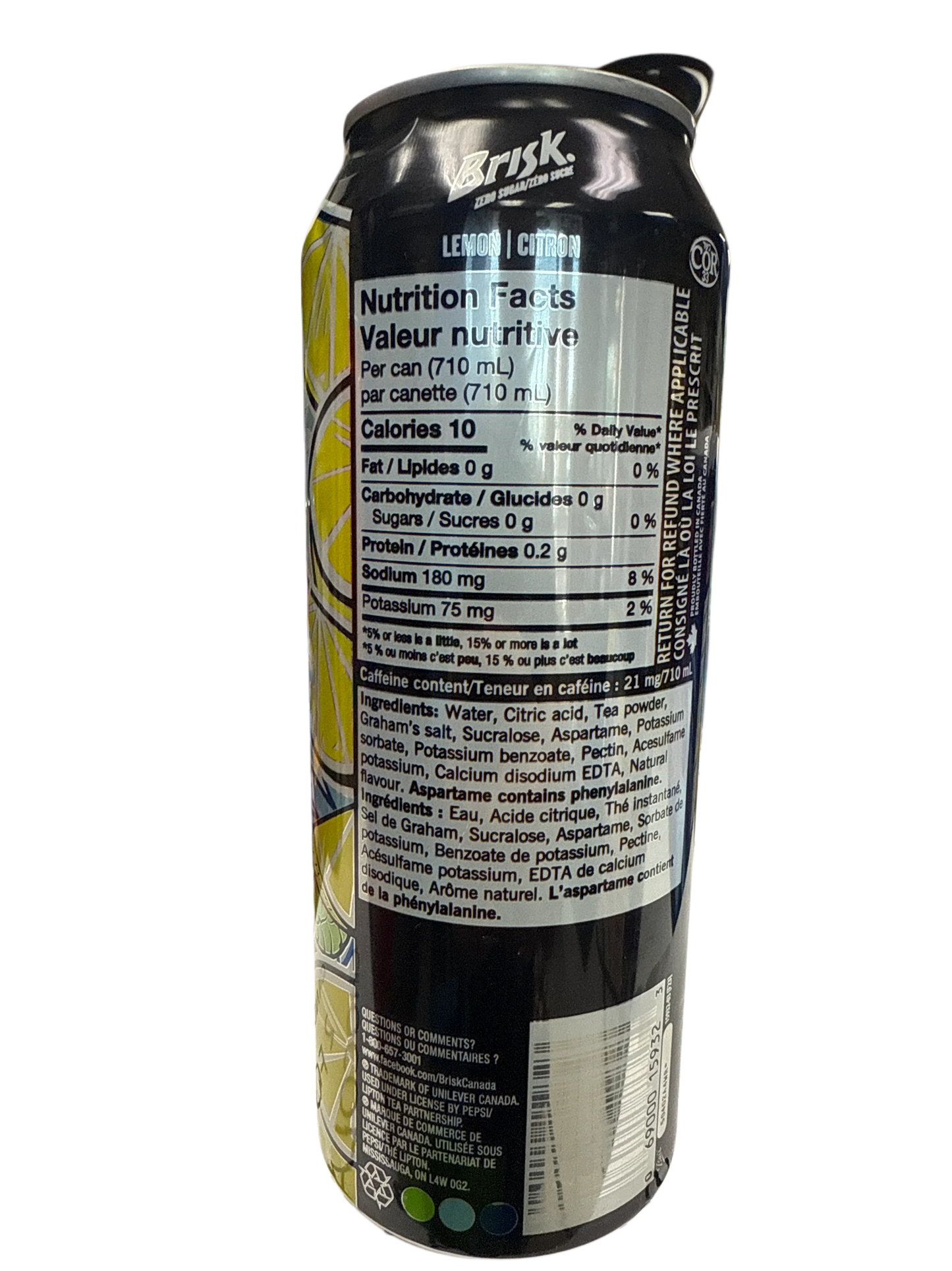 Brisk Zero Sugar Lemon Iced Tea Tall Can 710ML - U.S Edition - www.Shopthatapp.com