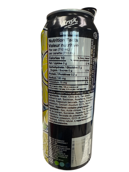 Brisk Zero Sugar Lemon Iced Tea Tall Can 710ML - U.S Edition - www.Shopthatapp.com