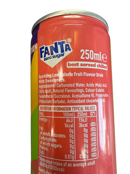 Fanta Tutti Fruitti Taste Zero Sugar Drink 250ML - U.K Limited Edition - www.Shopthatapp.com