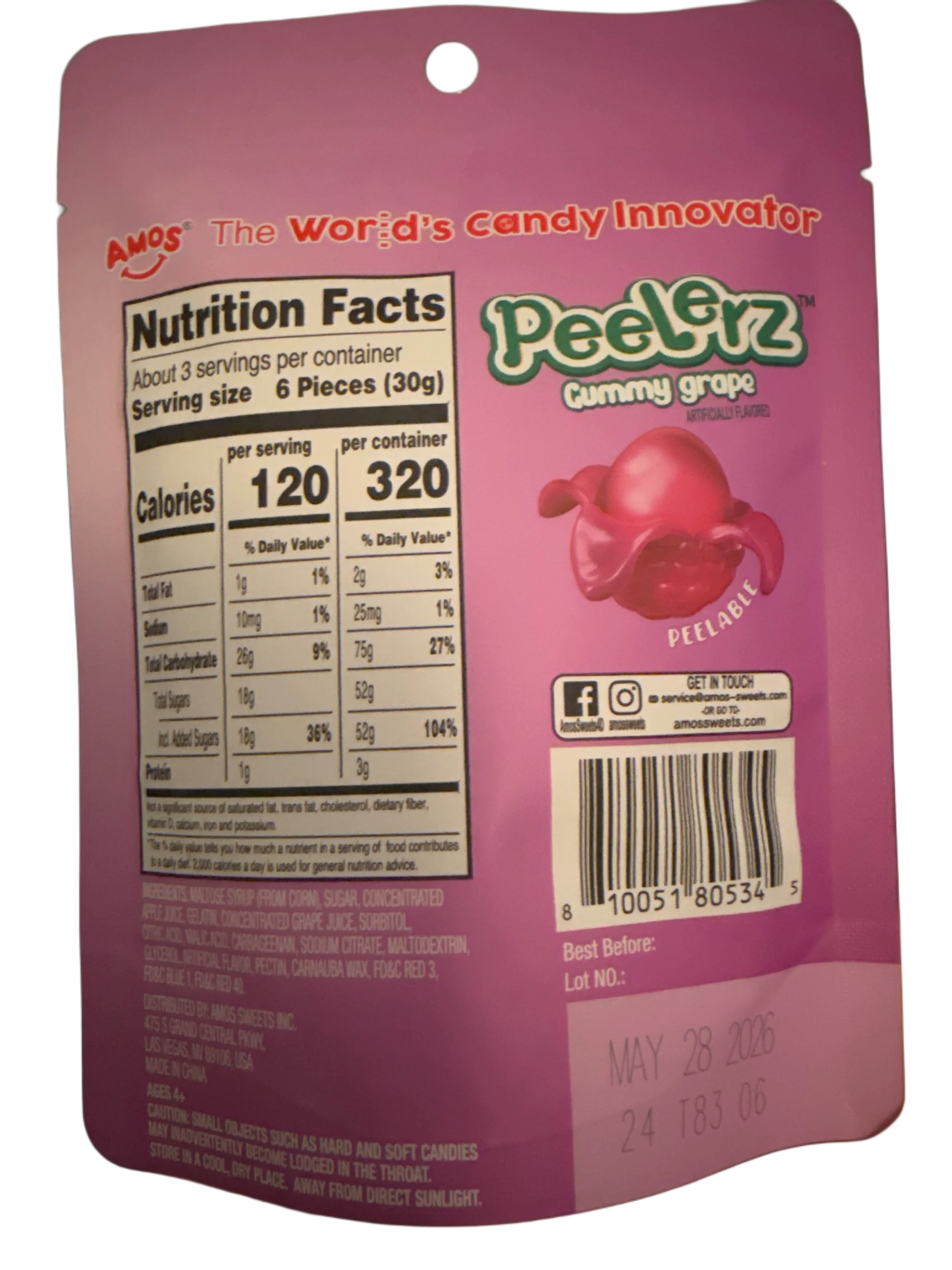 Amos Peelerz Gummy Grape 85G - U.S Edition - www.Shopthatapp.com