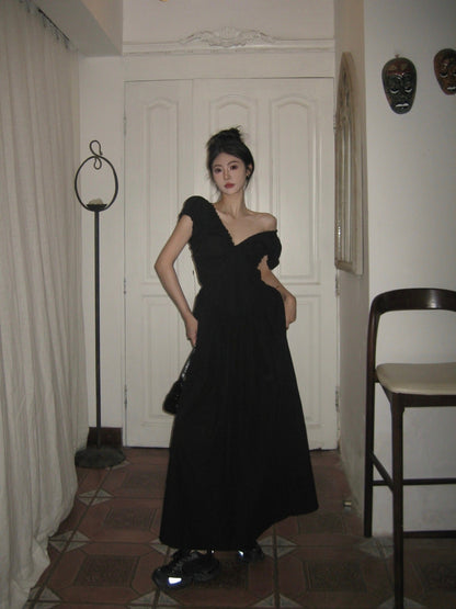 V-Back Ruched Midi Dress - www.Shopthatapp.com