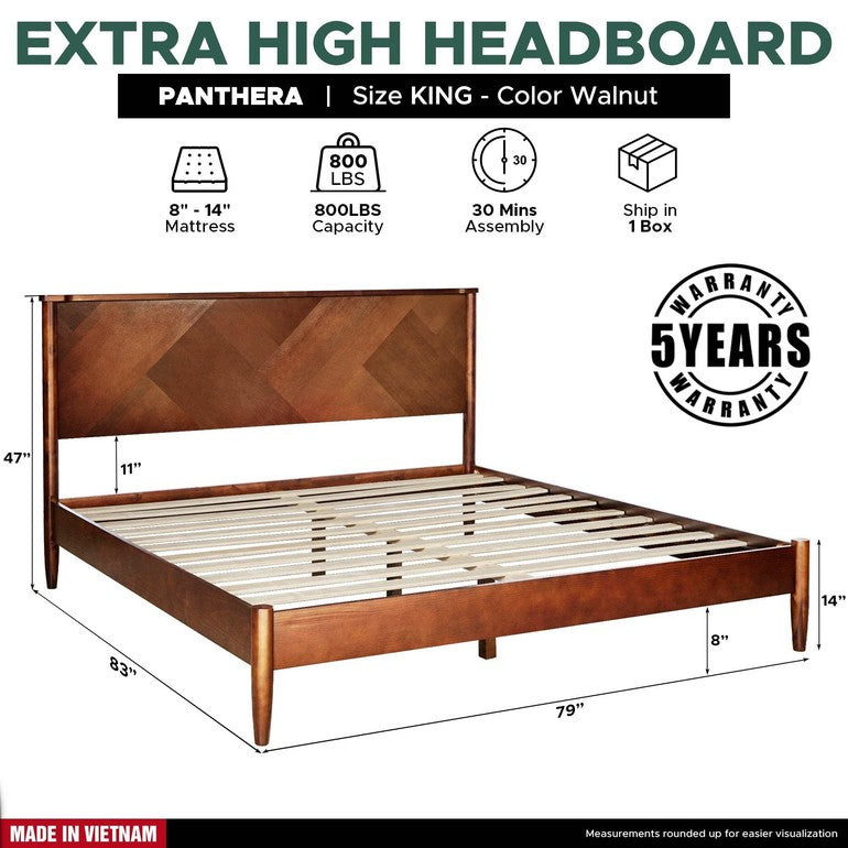Panthera Platform Bed Frame With Headboard - www.Shopthatapp.com