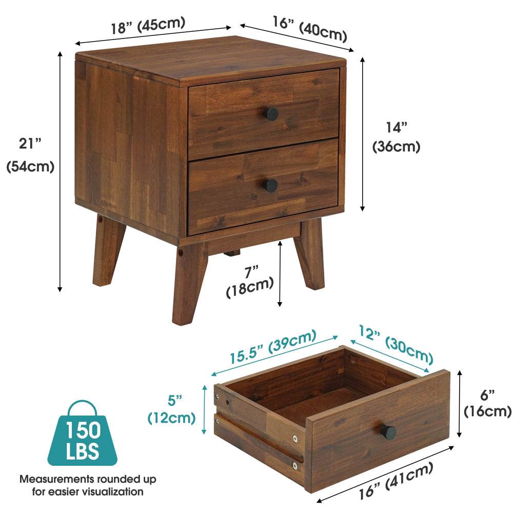 Silvia 2-Drawer Solid Wood Nightstand - www.Shopthatapp.com