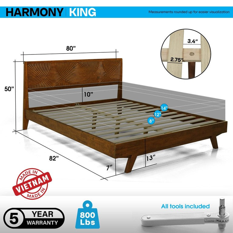 Harmony Platform Bed Frame with Headboard - www.Shopthatapp.com