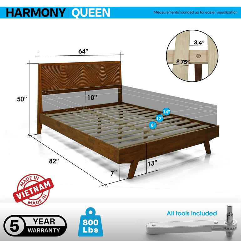 Harmony Platform Bed Frame with Headboard - www.Shopthatapp.com